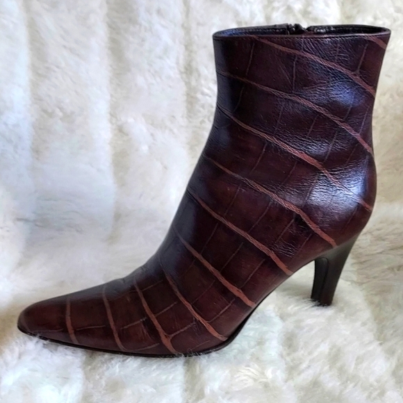 Mia Spiga size 7 brown croc leather texture - Picture 1 of 5